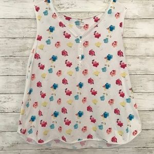 Coral Bay Sleeveless Floral Lace collar Shirt 1X